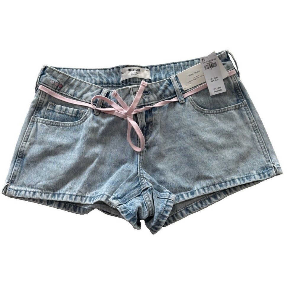 Hollister Shorts Womens Sz 12 31x3 Denim Jean Shorts Mini Preppy Low Rise Hearts